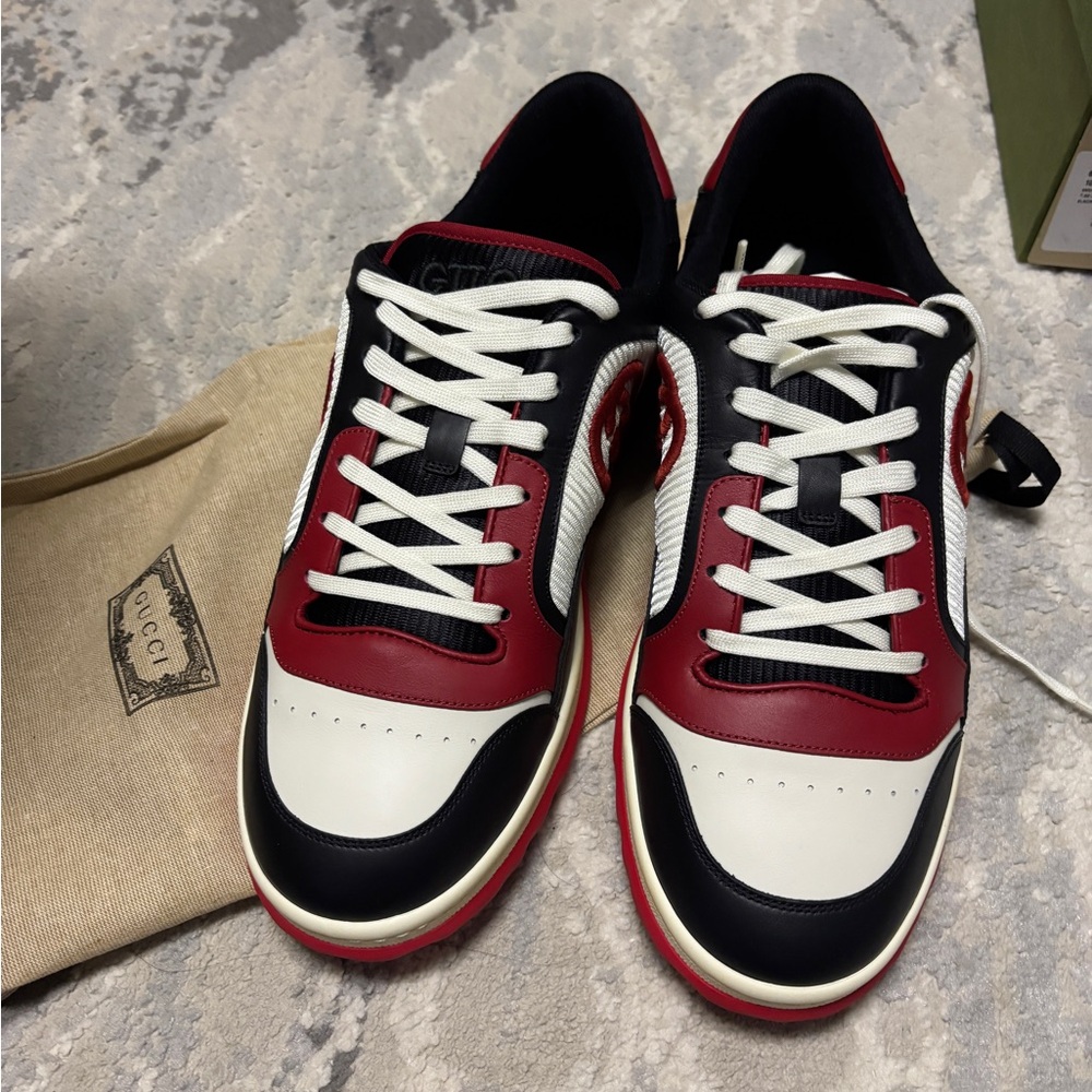 New Gucci MAC80 Sneaker Black White Red size 10.5